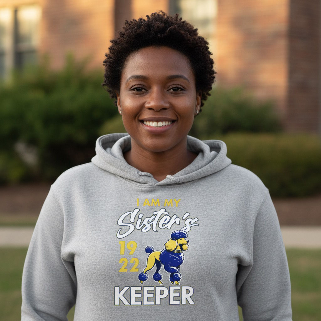 Sigma Gamma Rho “I Am My Sister’s Keeper” Hoodie | Blue & Gold Poodle 1922
