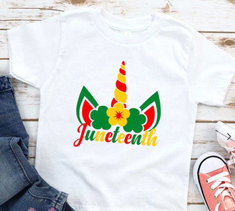 Juneteenth Unicorn (DTF)-Girl’s T-Shirt 100% Cotton Sh