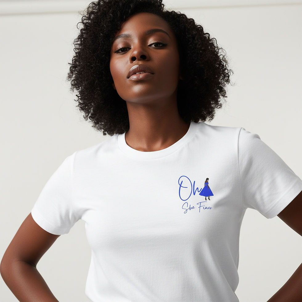 Thumbnail: Oh She Finer Women’s Graphic Tee – Empowerment Shirt, Stylish Blue Dress
