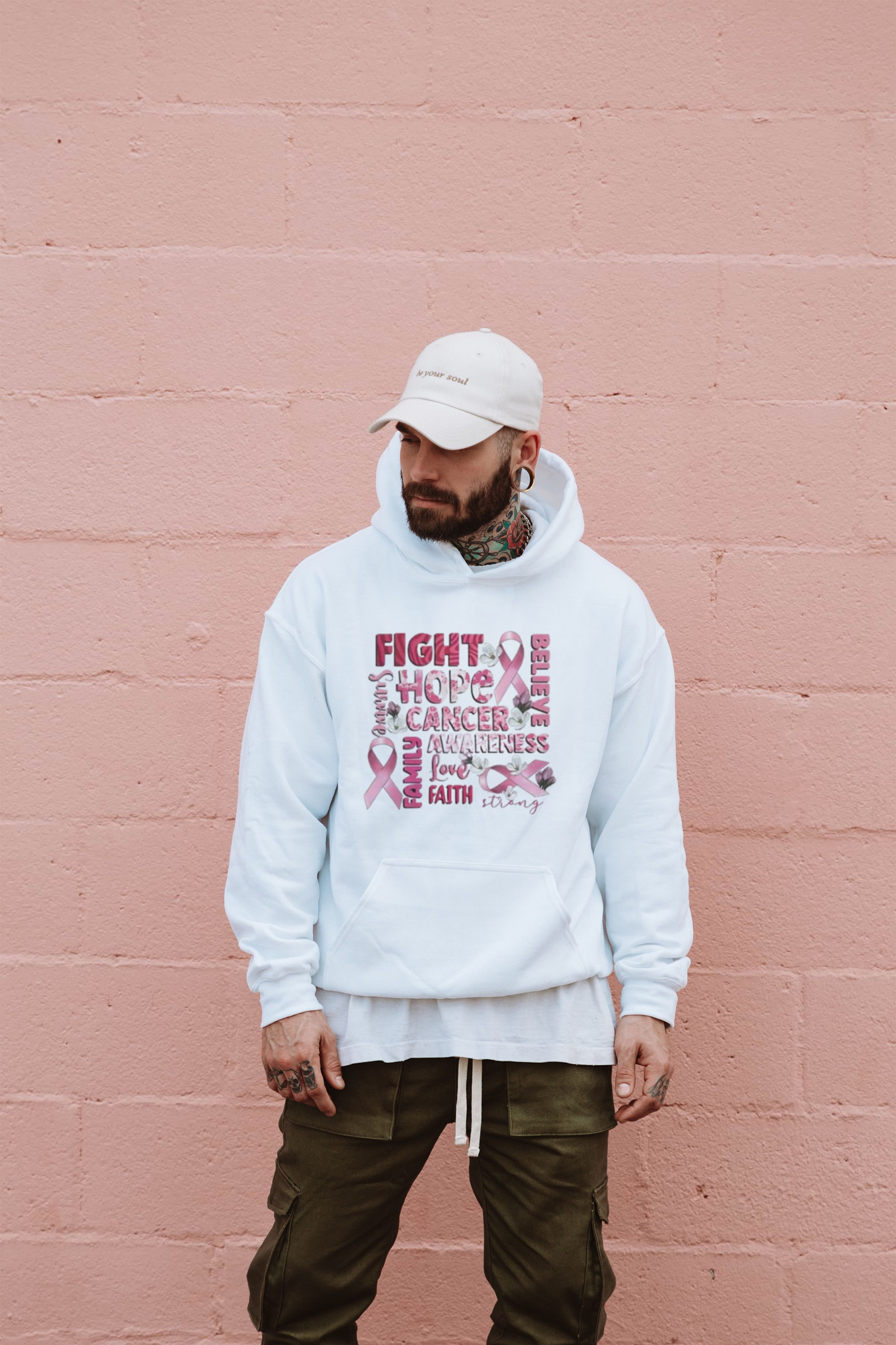 FIGHT HOPE Cancer Awareness (DTF)-Adult Unisex Heavy Blended Hooded Sweatshirt