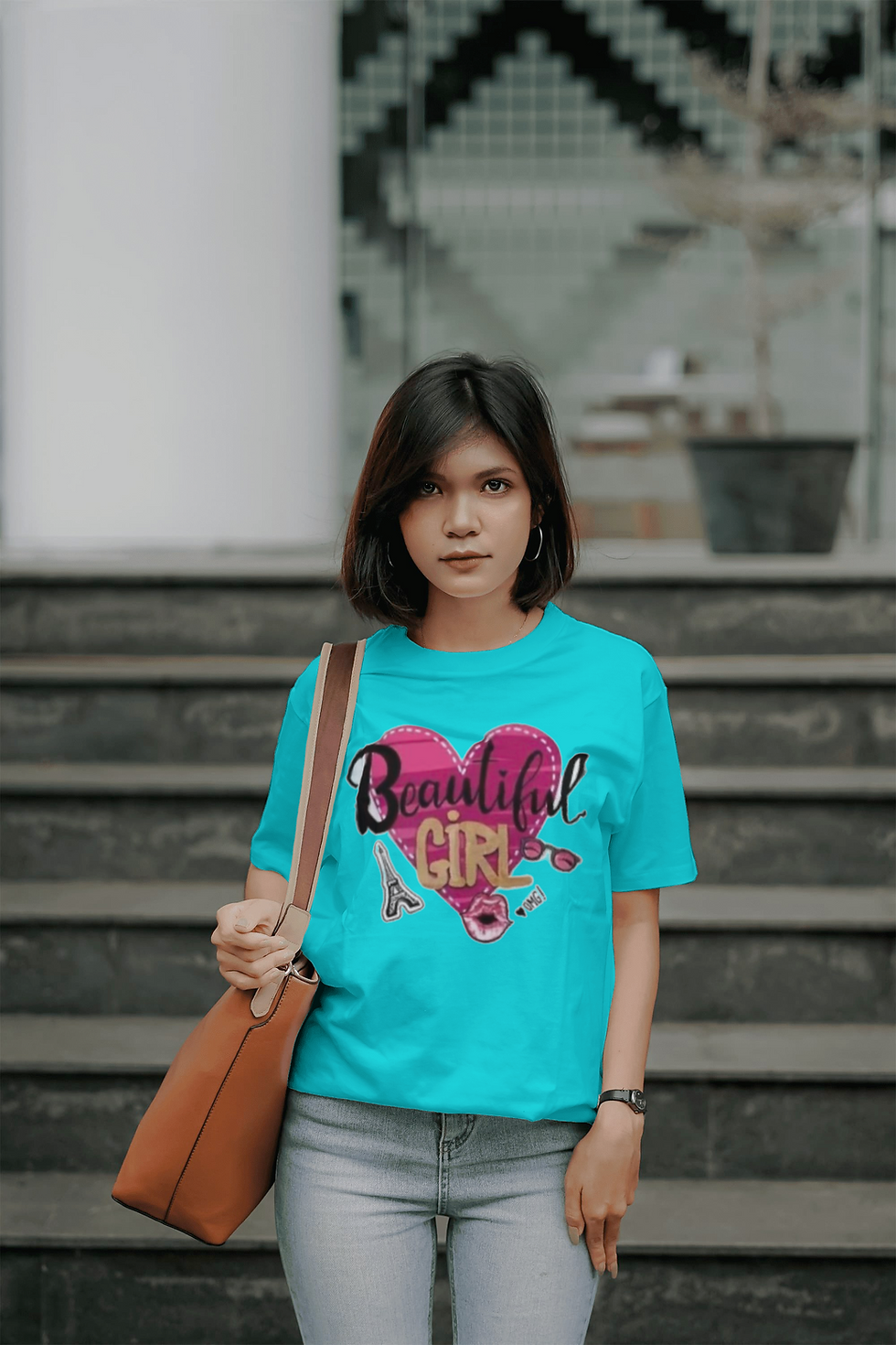 Thumbnail: Beautiful Girl (DTF)-Unisex 100% Cotton Crew T-Shirt