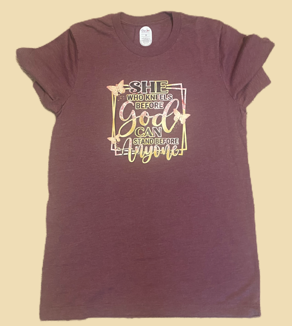 She Who Kneels Before God (DTF)-Adult Unisex Crew T-Shirt 100% Cotton Short Slee
