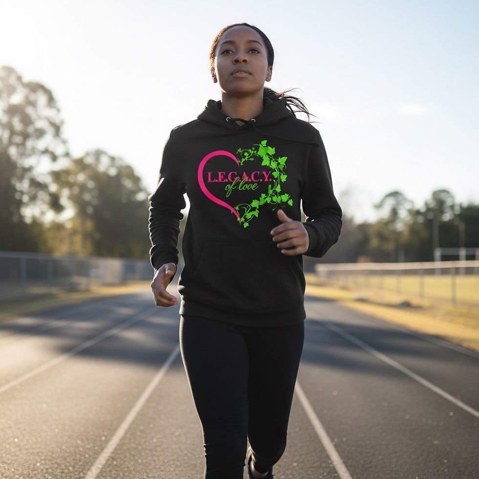 Thumbnail: Legacy of Love Hoodie – Pink & Green Ivy Heart Sorority Style Hoodie for Women