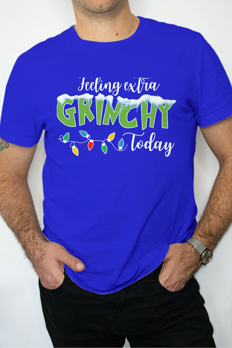 Thumbnail: Feeling Extra Grinchy Today (DTF)-Unisex Crew T-Shirt 100% Cotton Short Sleeve