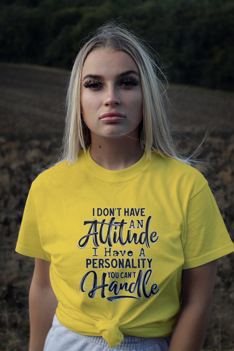 Thumbnail: I Don't Have An Attitude B/W (DTF)-Unisex Crew T-Shirt 100% Cotton Short Sleeve