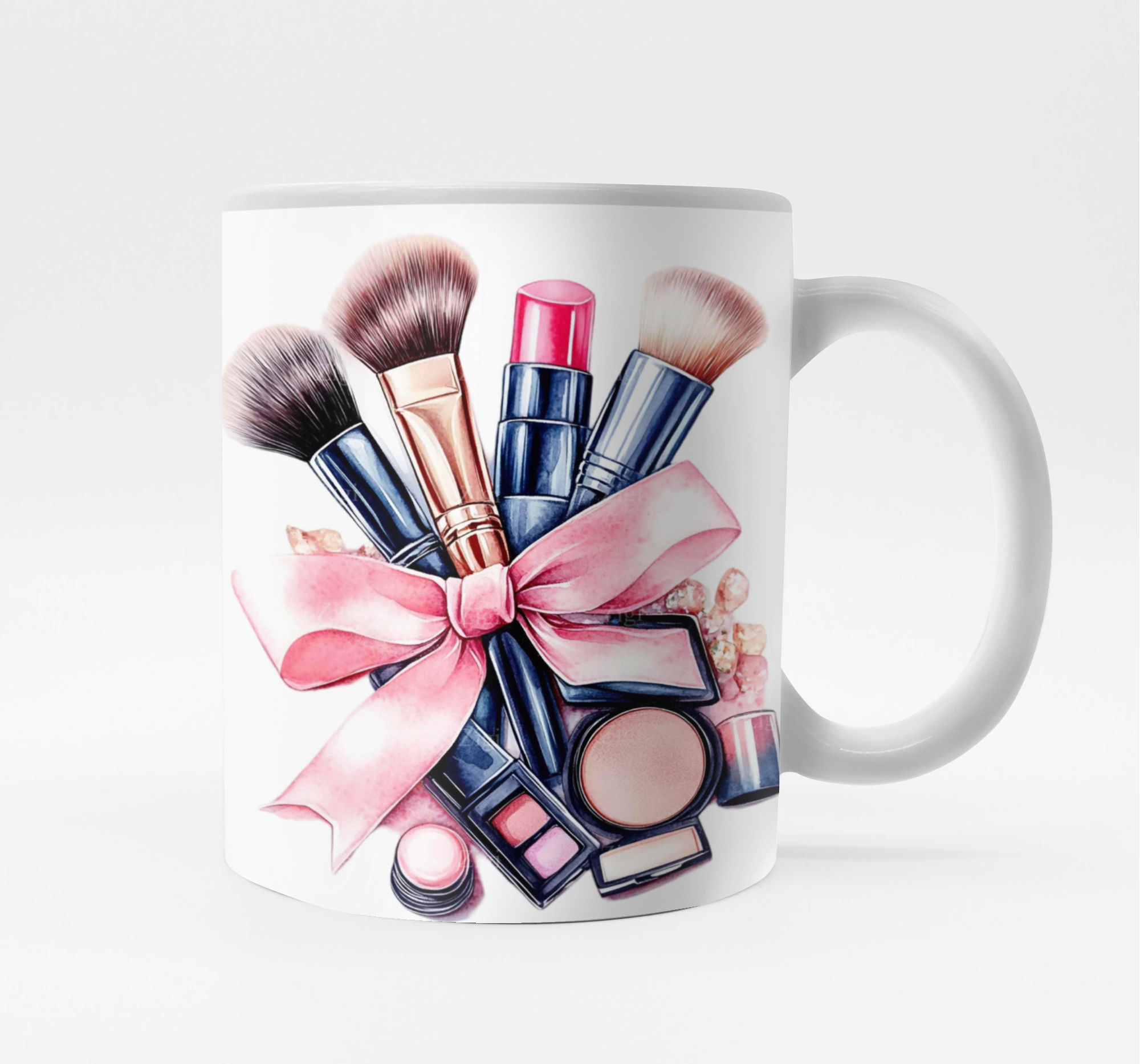 Makeup Lover Mug w/ Beauty Tools Bouquet | Cosmetologist, MUA & Esthetician Gift