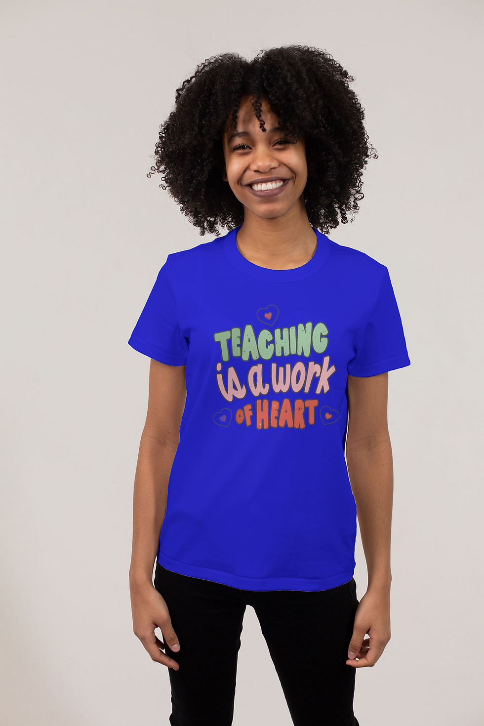 Thumbnail: Teaching  Is A Work Of Heart (DTF)-Unisex Crew T-Shirt 100% Cotton Short Sleeve
