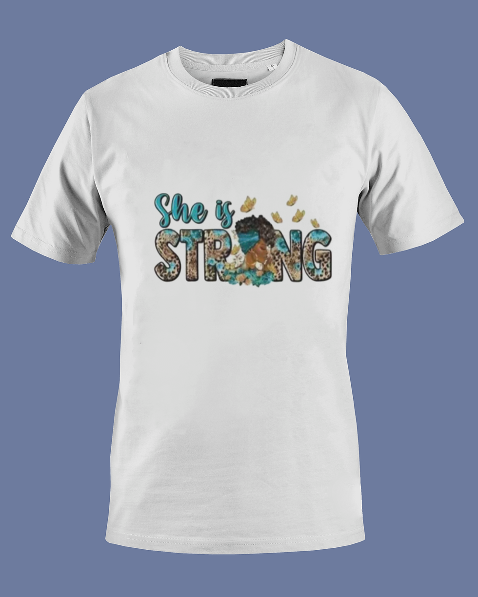 Thumbnail: She Is Strong (DTF)-Unisex Crew T-Shirt 100% Cotton
