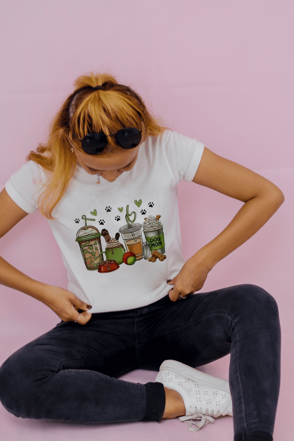 Thumbnail: Dog Mom (DTF)-Unisex Crew T-Shirt 100% Cotton Short Sleeve