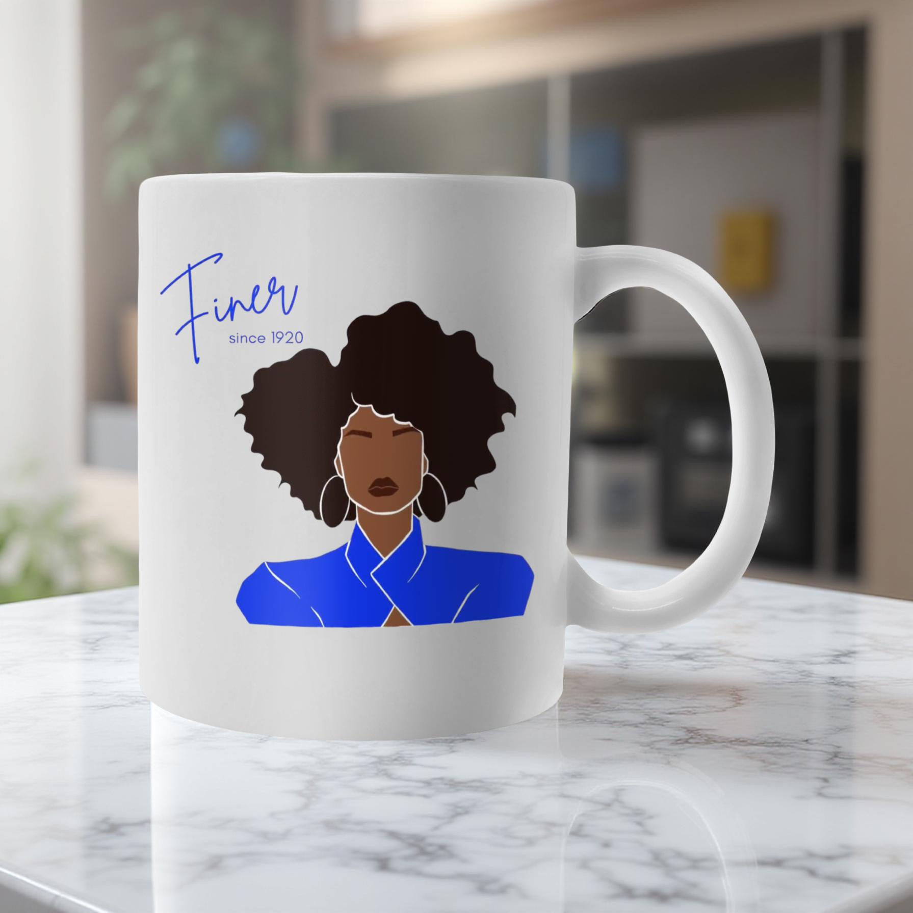 Finer Since 1920 Mug 12 oz – Zeta Phi Beta Sorority Gift, Curly Hair Ceramic Cup