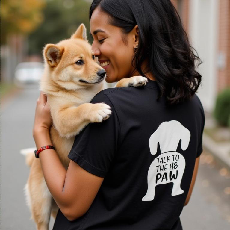 Talk To The Paw Adult Women’s Crew T-Shirt–Playful Dog Lover Apparel
