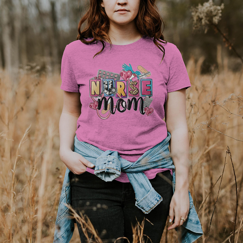 Thumbnail: Nurse Mom (DTF)-Unisex Crew T-Shirt 100% Cotton