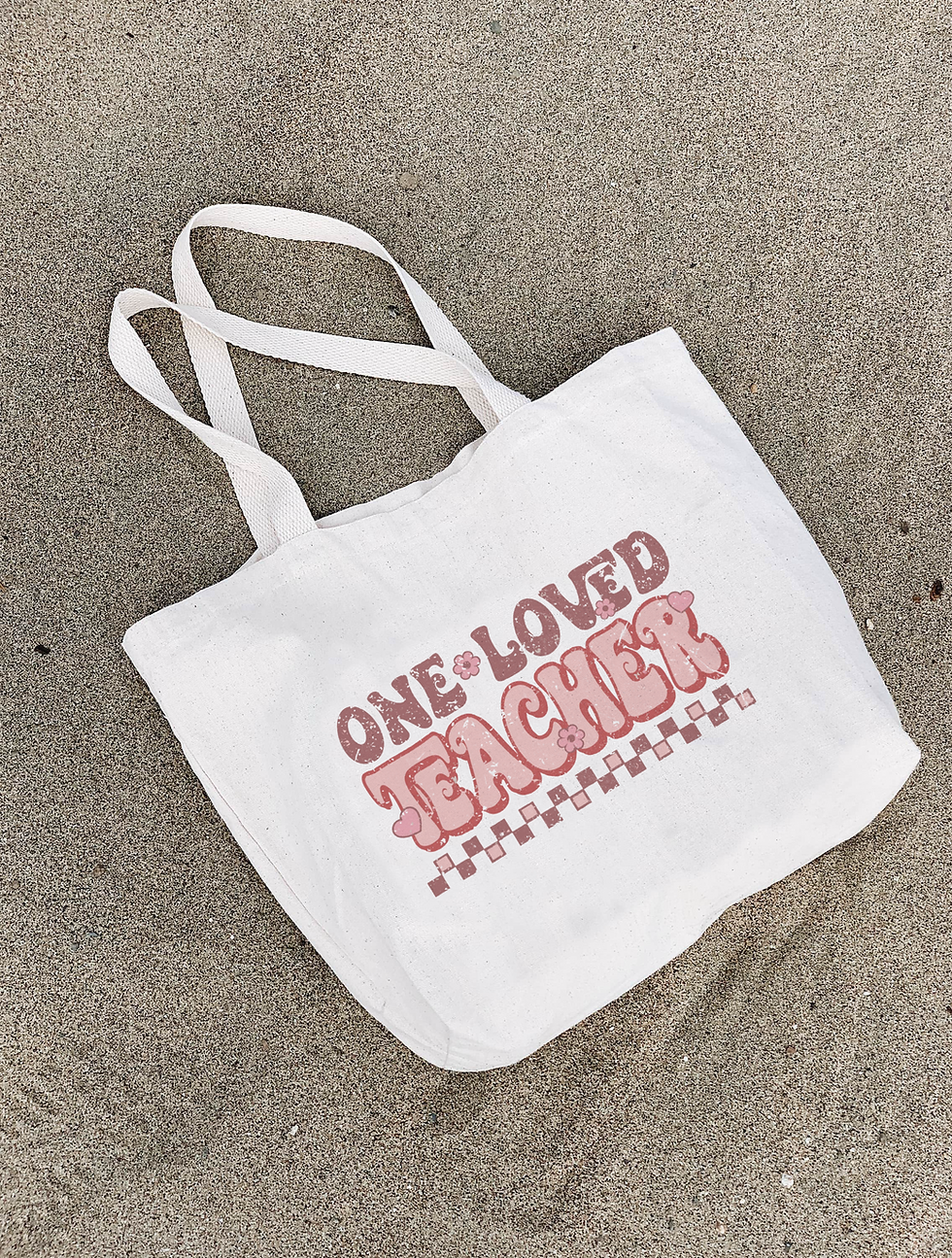 One Loved Teacher (DTF)-Canvas Tote Bags, 13" x 15", Natural