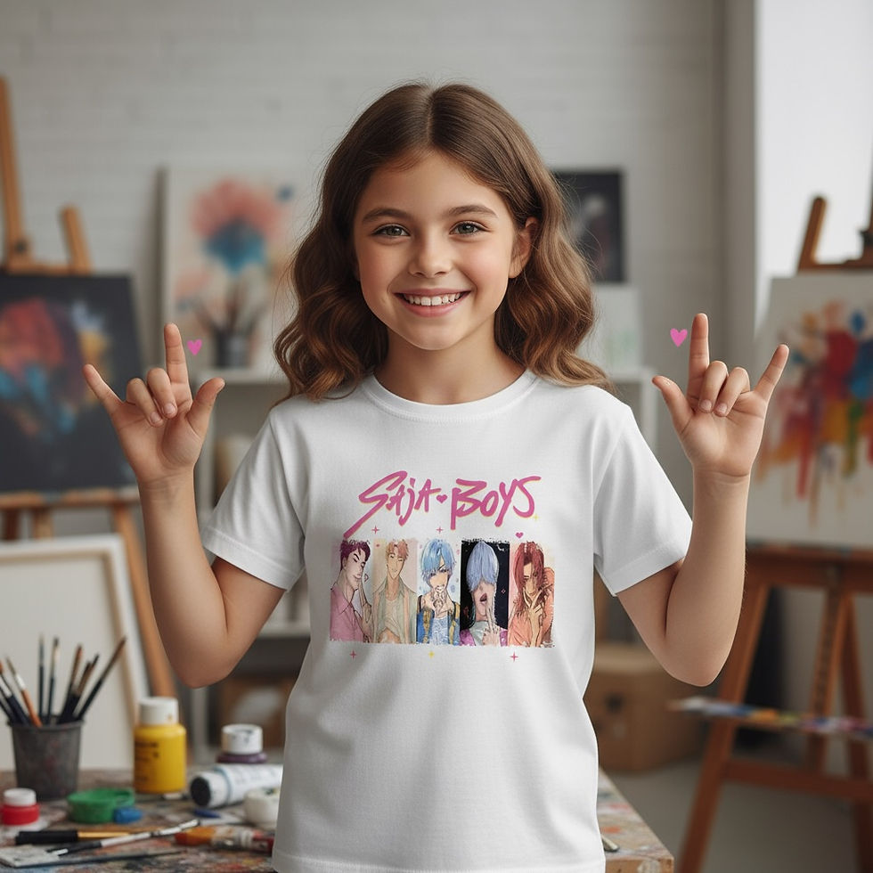 Thumbnail: The Saja Boys K-Pop DTF T-Shirt – 100% Cotton Short Sleeve Tee for Boys & Girls