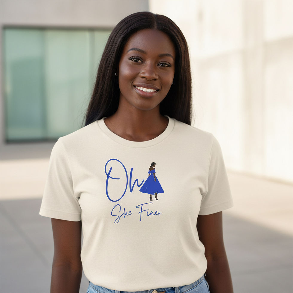 Thumbnail: Oh She Finer Women’s Graphic Tee – Empowerment Shirt, Stylish Blue Dress