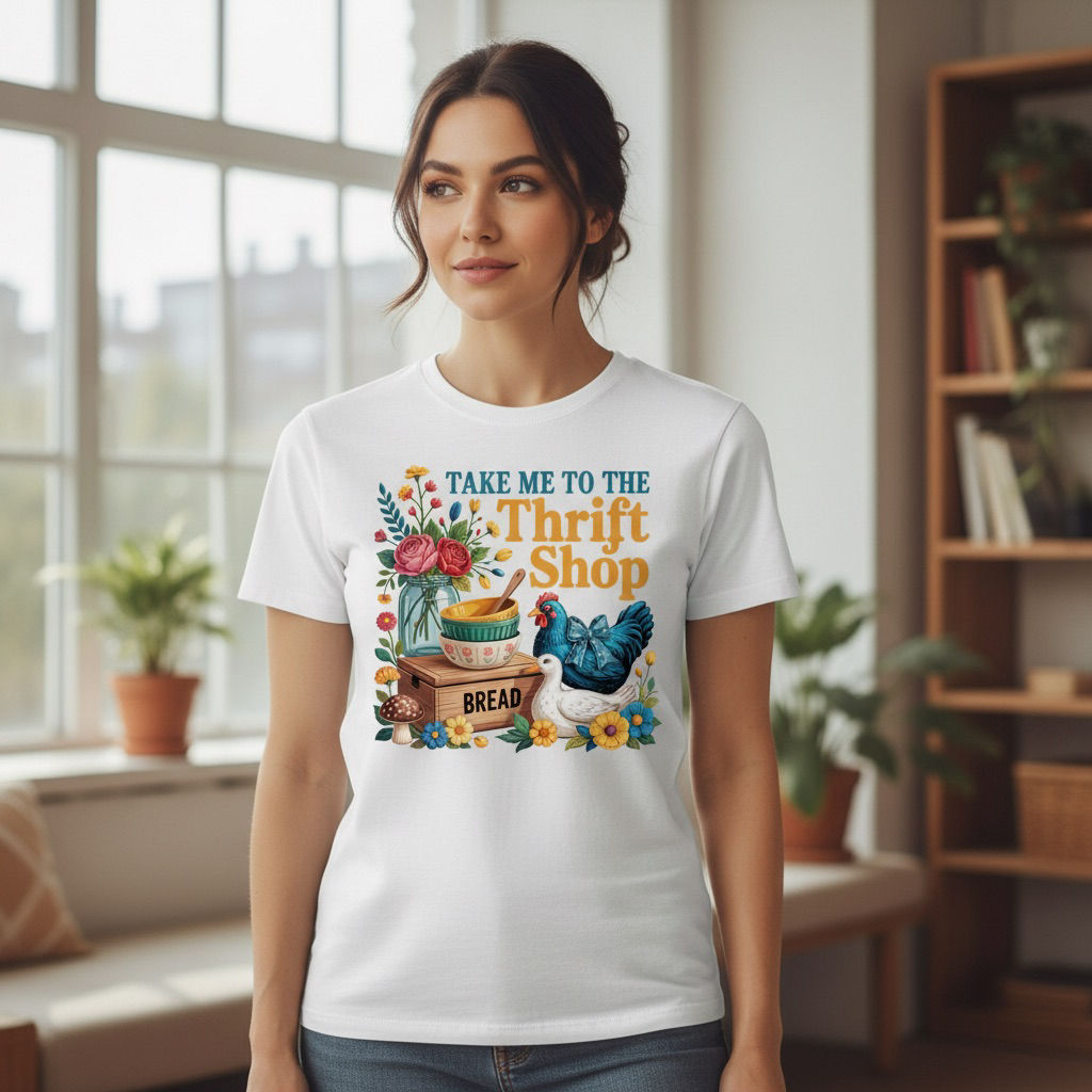Take Me to the Thrift Shop Bread – Cute Cottagecore Rooster & Floral Thrifter