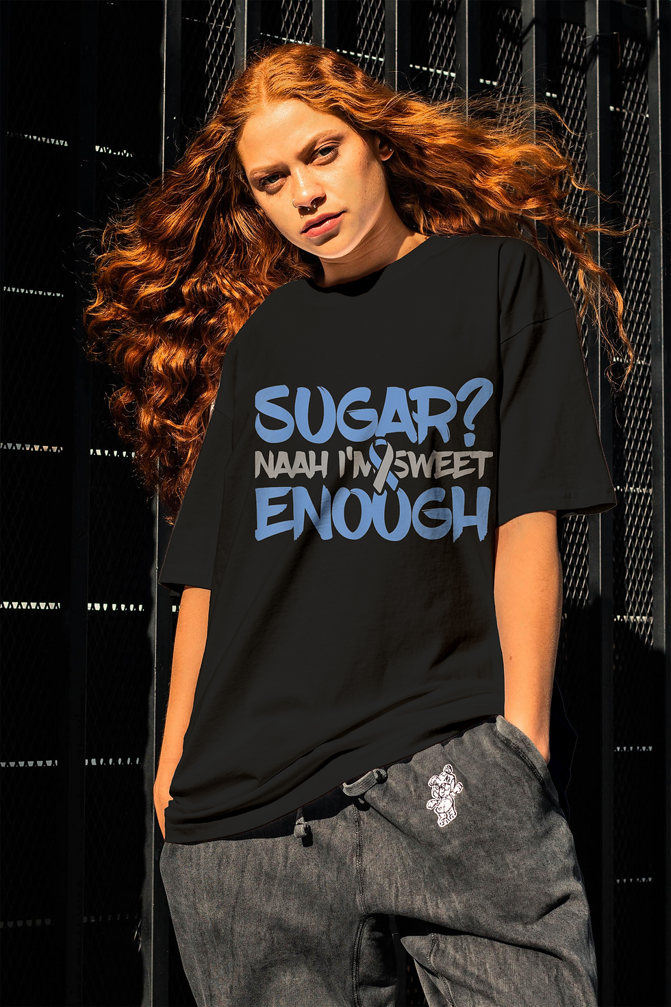 Thumbnail: Sugar Naah I'm Sweet Enough Diabetes Awareness-Unisex 100% Cotton Crew T-Shirt