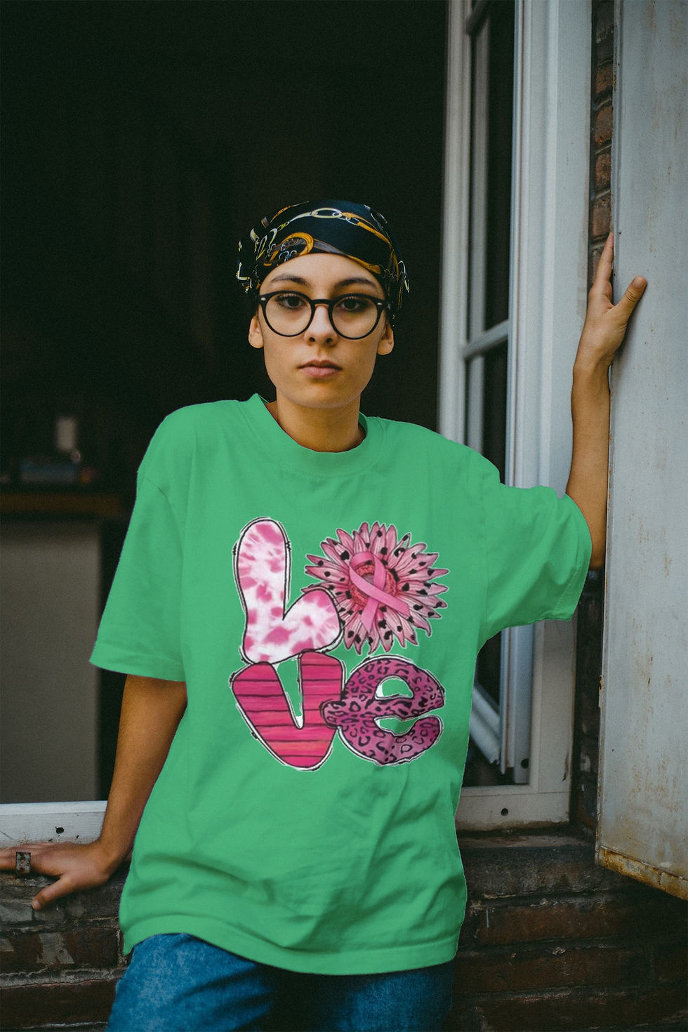 Thumbnail: LOVE Pink Ribbon (DTF)-Unisex Crew T-Shirt 100% Cotton Short Sleeve