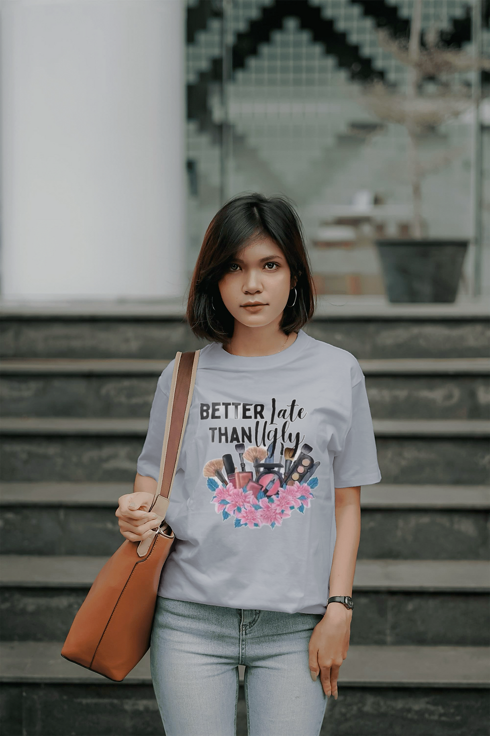 Thumbnail: Better Late Than Ugly (DTF)-Unisex Crew T-Shirt 100% Cotton Short Sleeve
