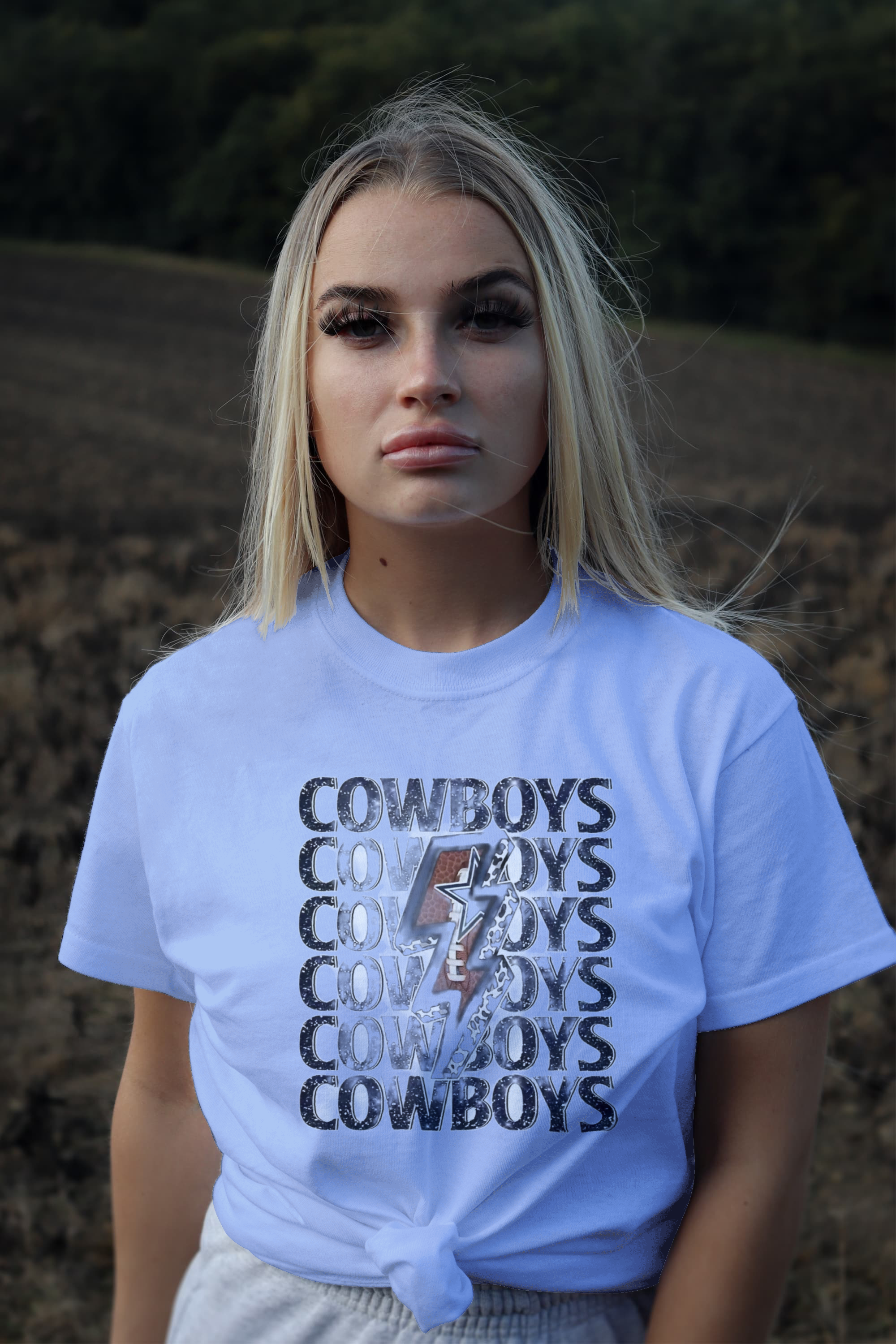 Cowboys Lightning Fan (DTF)-Adult Unisex 100% Cotton Short Sleeve