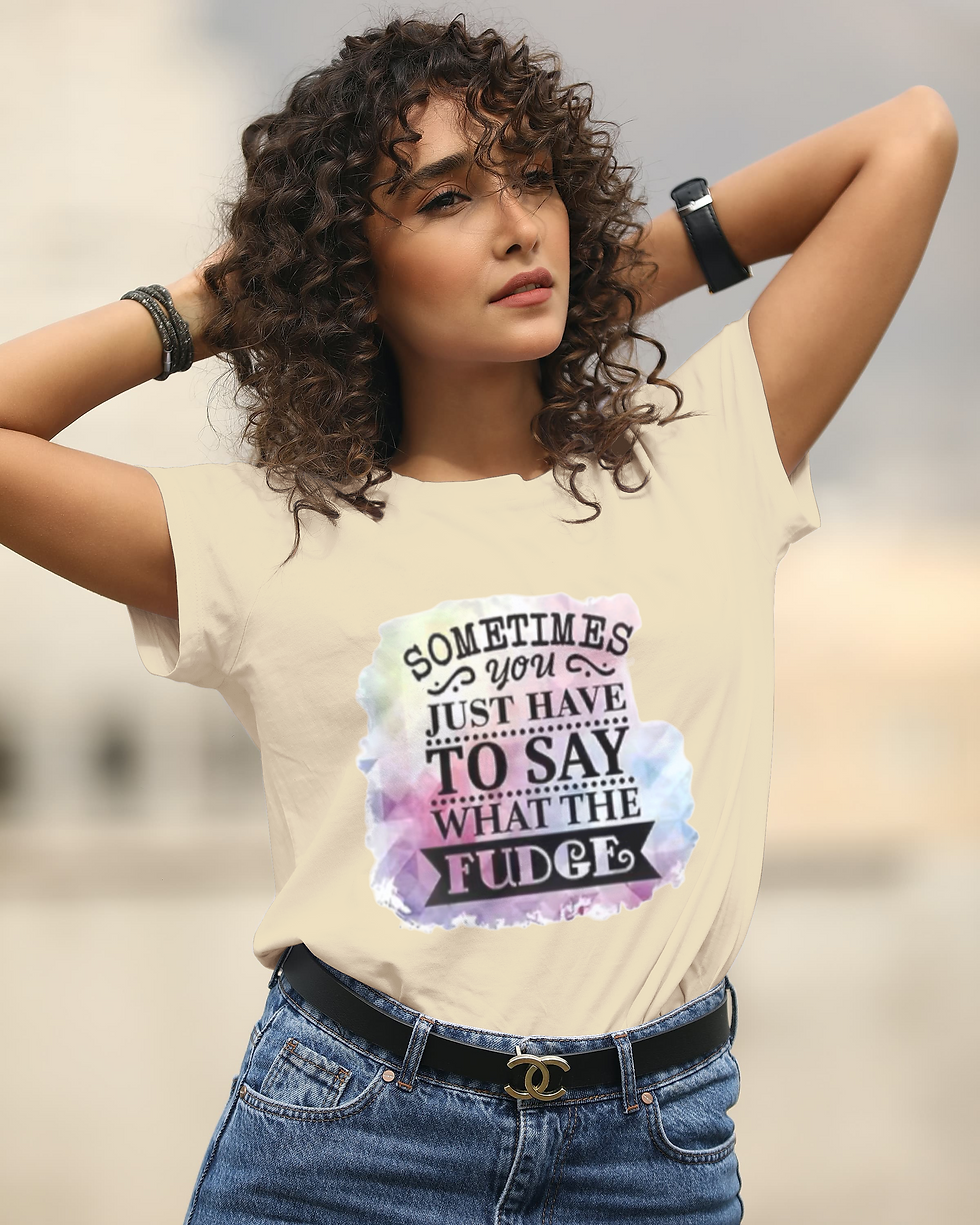 Thumbnail: Sometimes You Just Have to Say (DTF)-Unisex Crew T-Shirt 100% Cotton Short Sleev