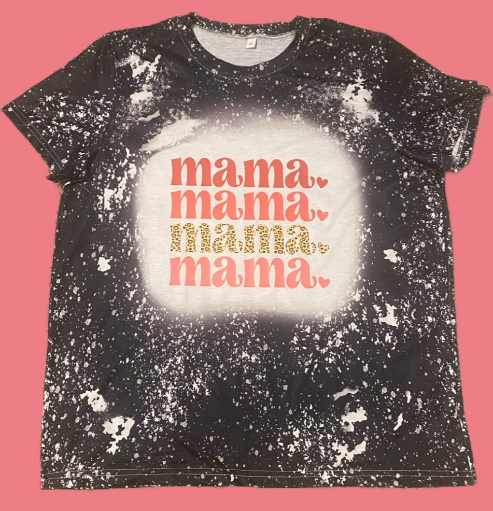 MAMA MAMA (DTF)-Women's Vintage Tie-Dye T-Shirt–Stretchy, Semi-Sheer Knit Top,XL