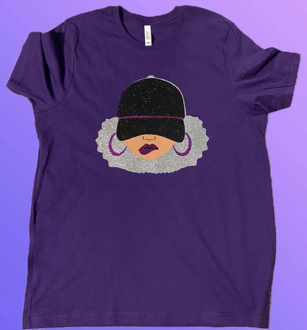 Afro Cap Girl-Unisex Crew T-Shirt 100% Cotton Short Sleeve