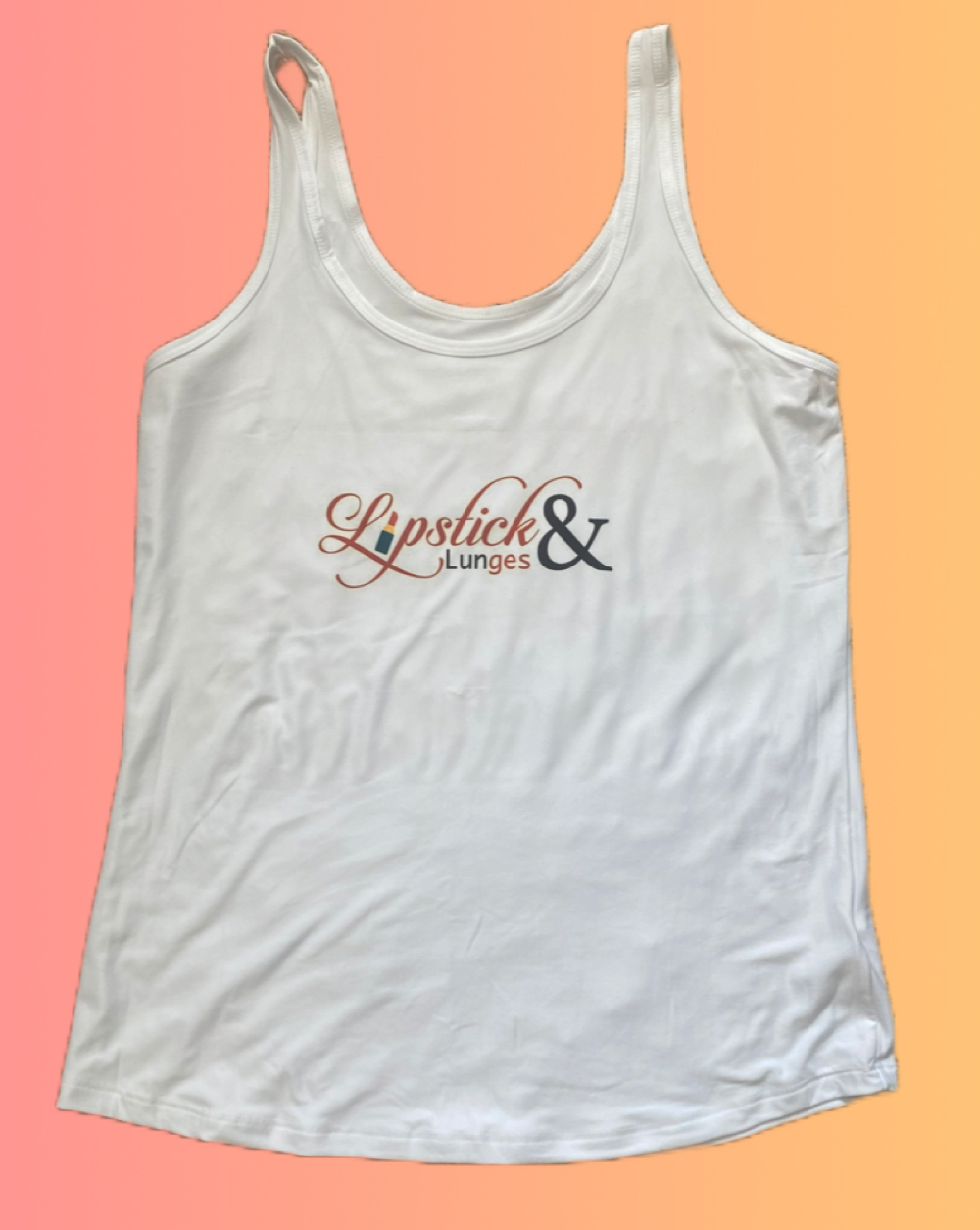 Lipstick & Lunges-Junior’s Scoop Neck Tank Top, White