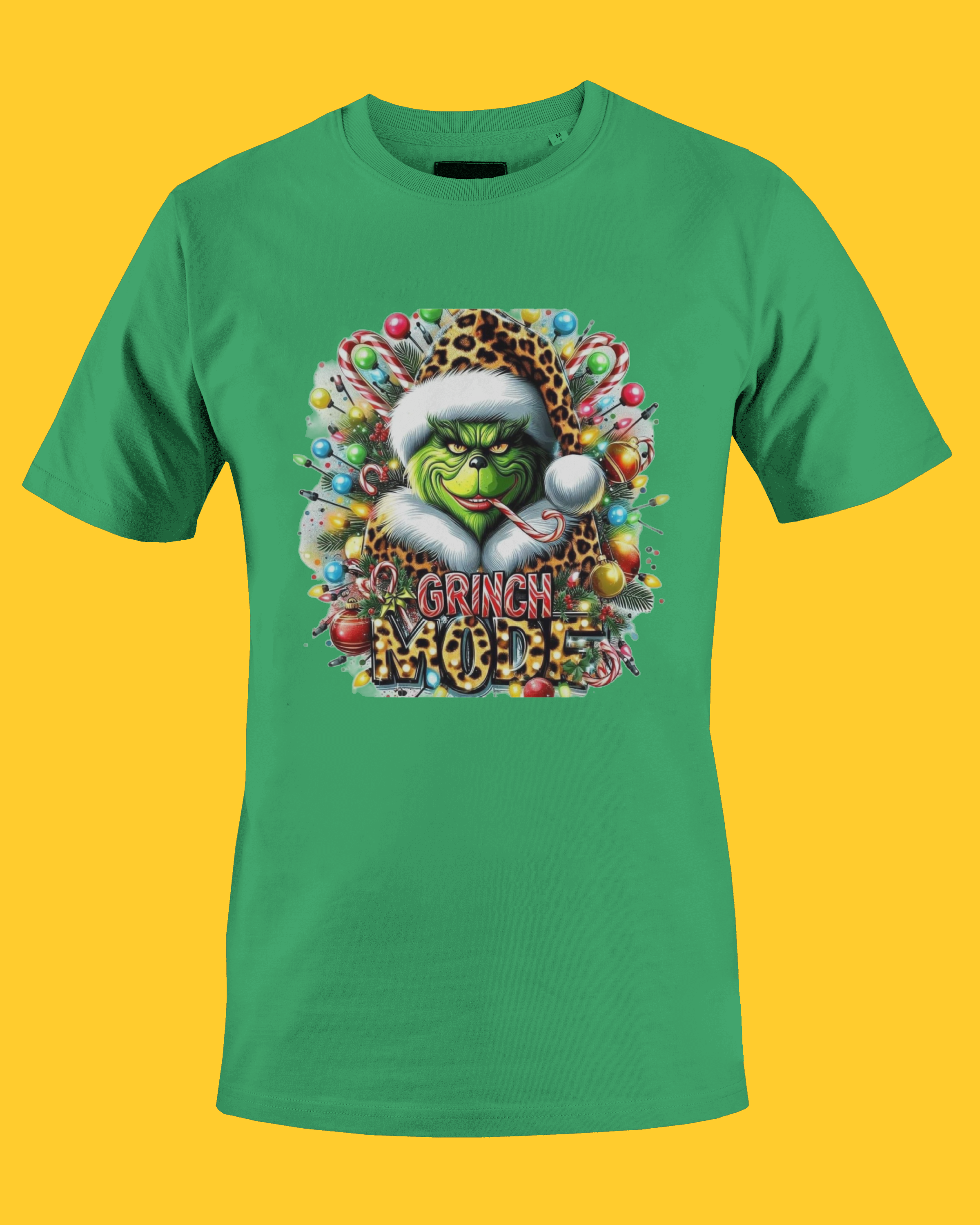 Grinch Mode (DTF)-Unisex Crew T-Shirt 100% Cotton Short Sleeve