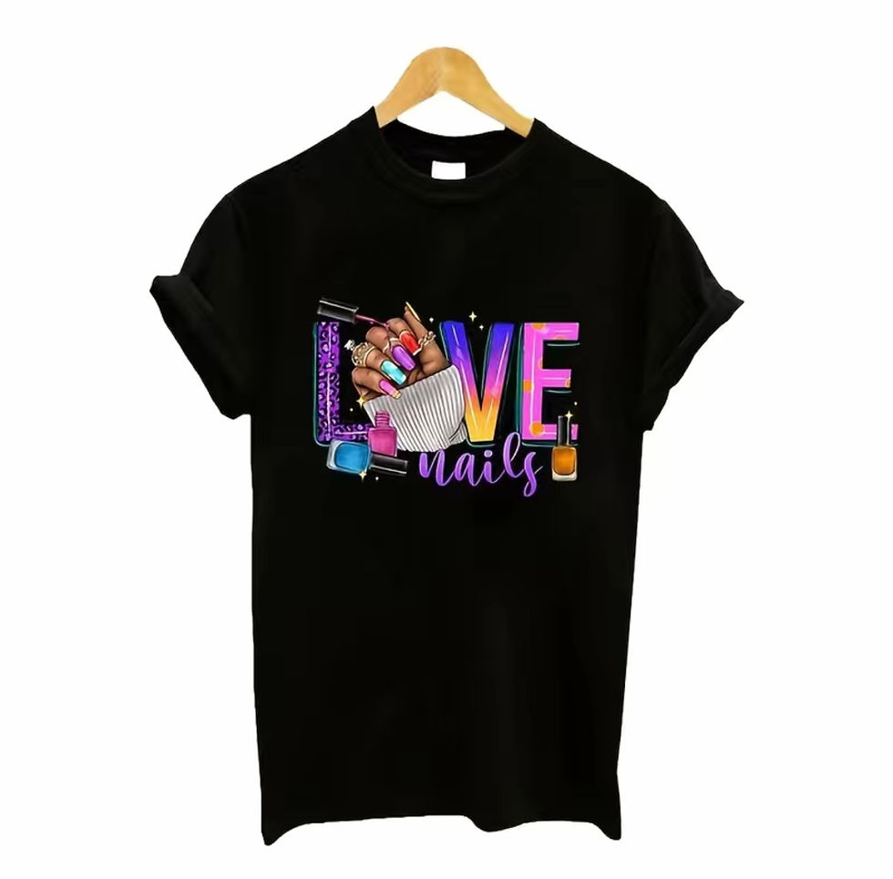 Love Nails (DTF)-Unisex Crew T-Shirt 100% Cotton Short Sleeve