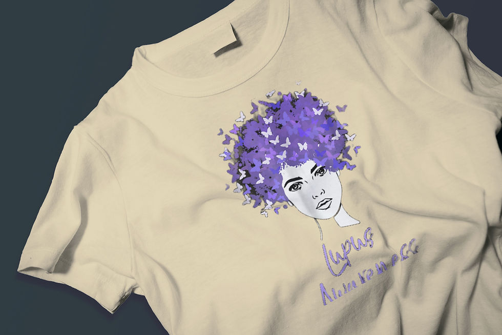 Thumbnail: Butterfly Hair Lupus Awareness (DTF)-Unisex Crew T-Shirt Relaxed 100% Cotton