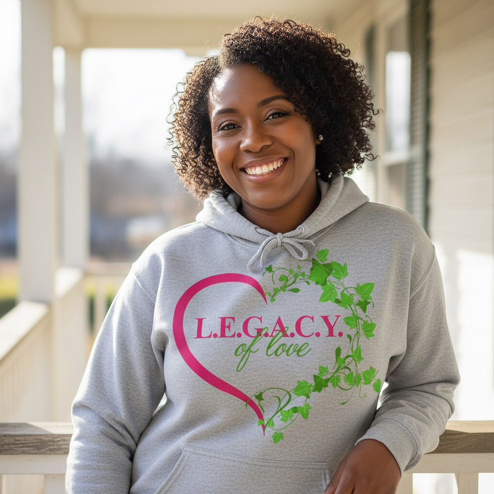 Thumbnail: Legacy of Love Hoodie – Pink & Green Ivy Heart Sorority Style Hoodie for Women