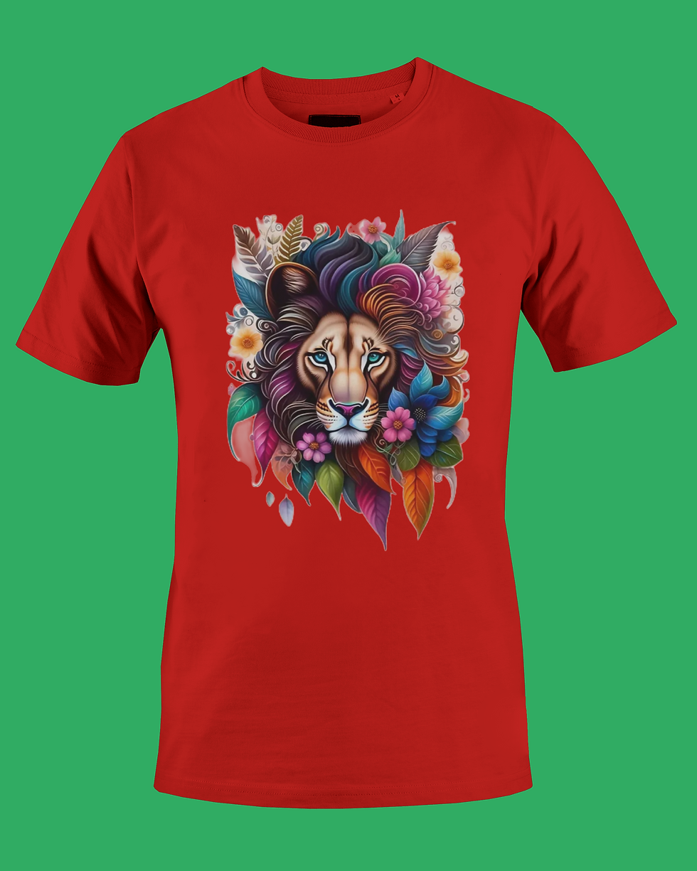 Thumbnail: Pretty Lion (DTF)-Unisex Crew T-Shirt 100% Cotton Short Sleeve