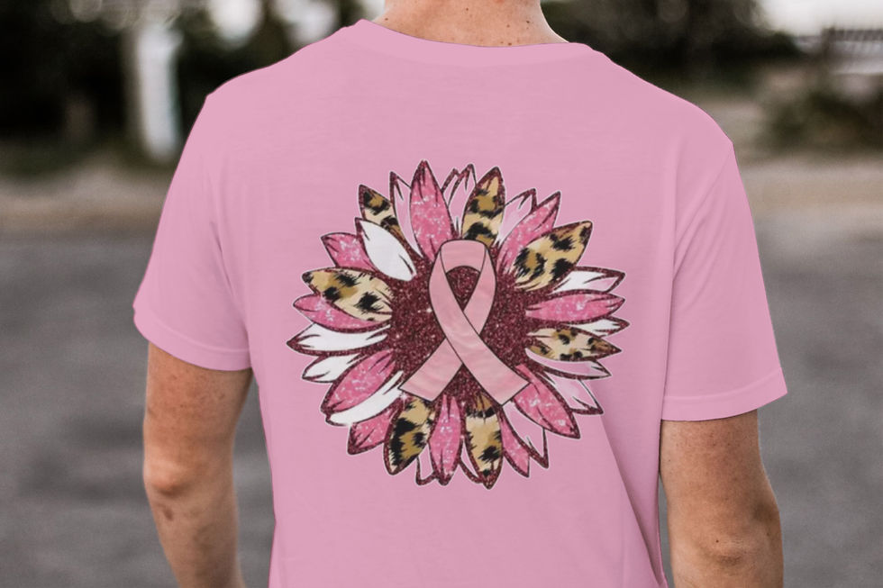 Thumbnail: Breast Cancer Flower Ribbon (DTF)-Unisex Crew T-Shirt 100% Cotton Short Sleeve
