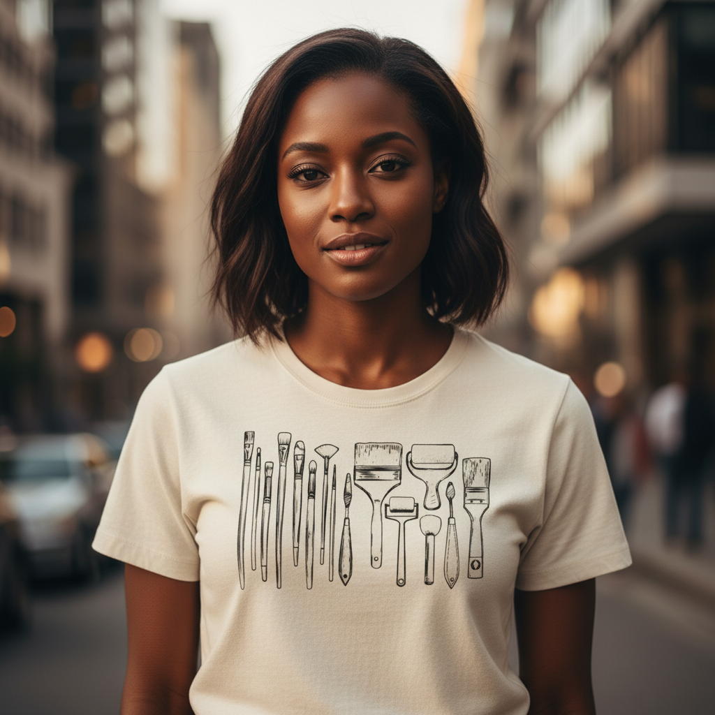 Artist Tools 100% Cotton T-Shirt | Paintbrush Palette for Creatives & Painters
