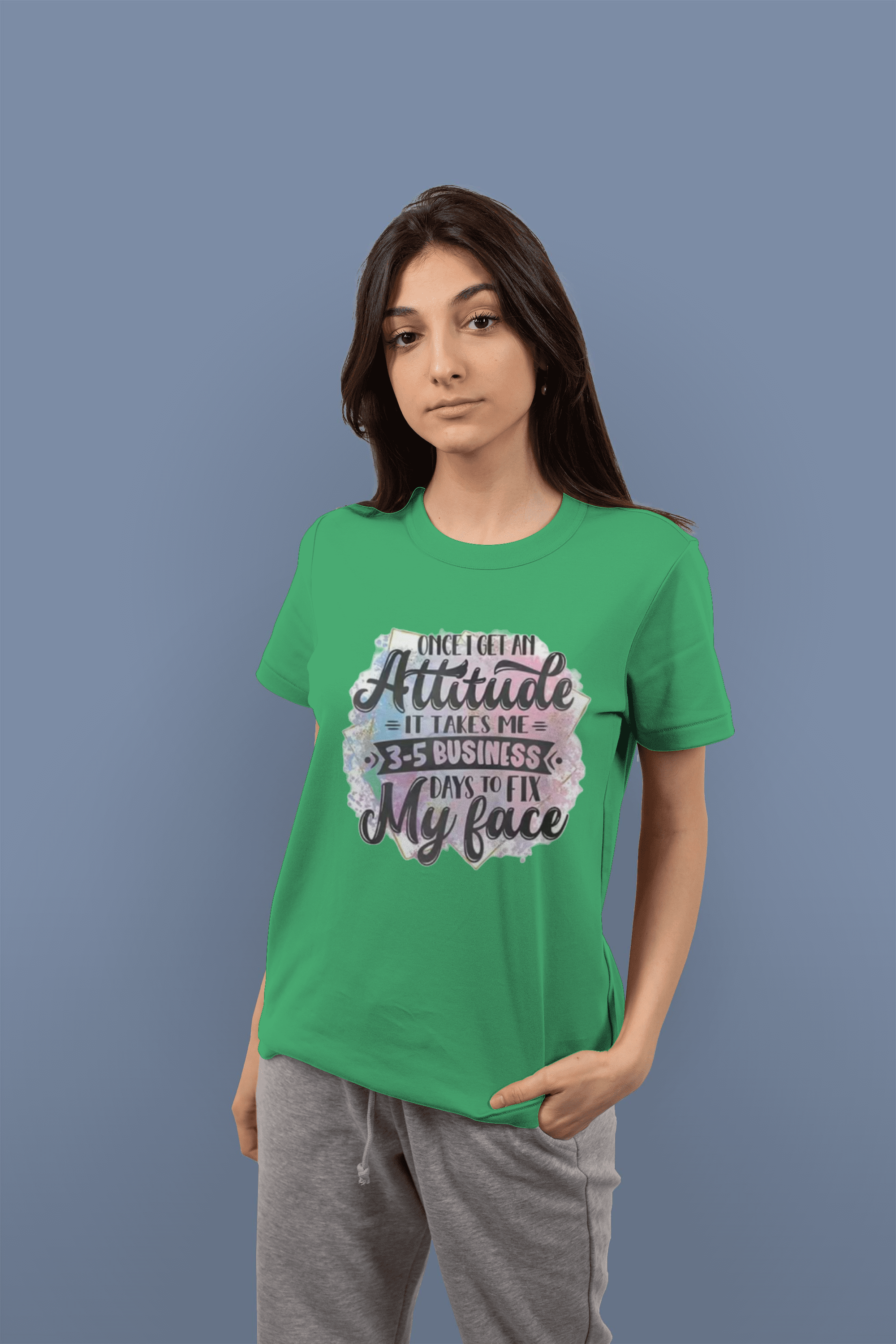 Once I Get An Attitude (DTF)-Unisex Crew T-Shirt 100% Cotton Short Sleeve
