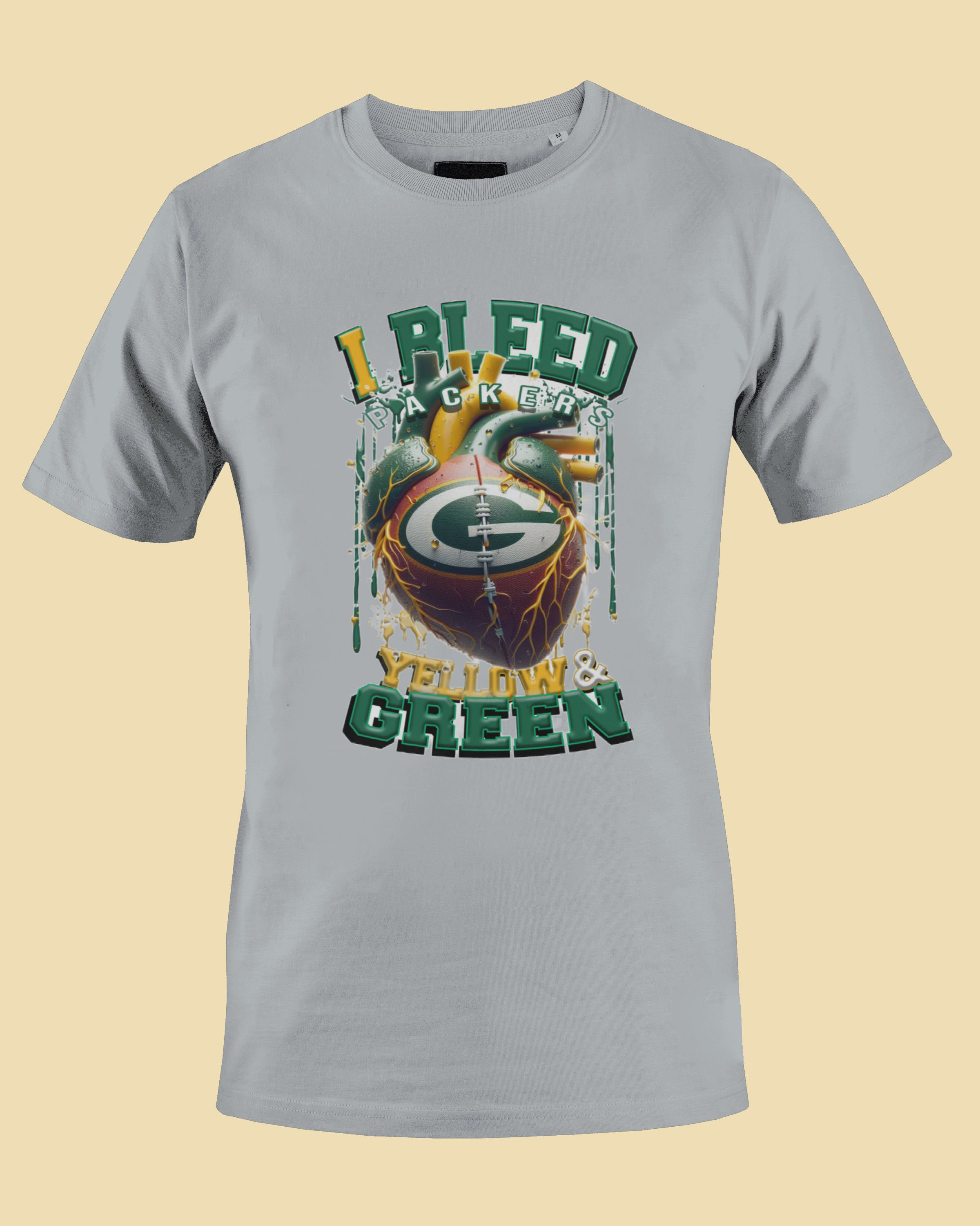 I Bleed Packers (DTF)-Adult Unisex Crew T-Shirt 100% Cotton Short Sleeve