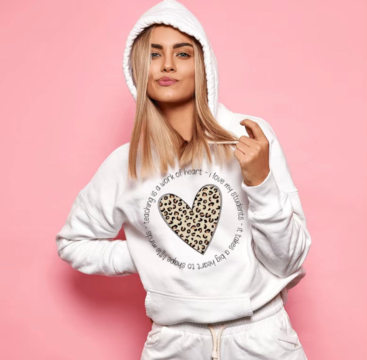 Teaching Is A Work Of Heart (DTF)-Adult Unisex Heavy Blended Hooded Sweatshirt