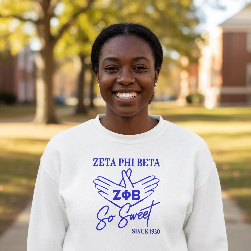 Zeta Phi Beta “So Sweet Since 1920” Sweatshirt – ΖΦΒ Heart Hands Blue Sorority