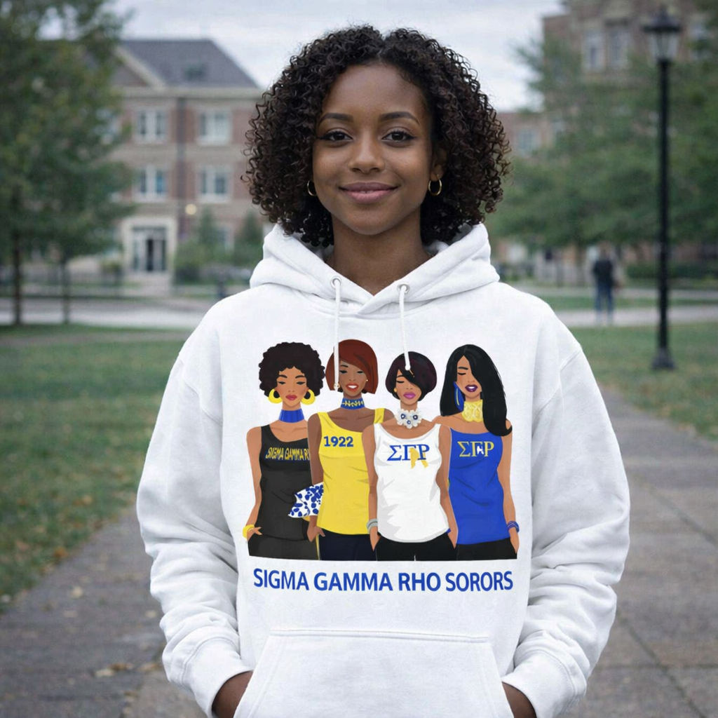 Sigma Gamma Rho Sorors Hoodie – DTF Printed Sweatshirt Featuring Four ΣΓΡ