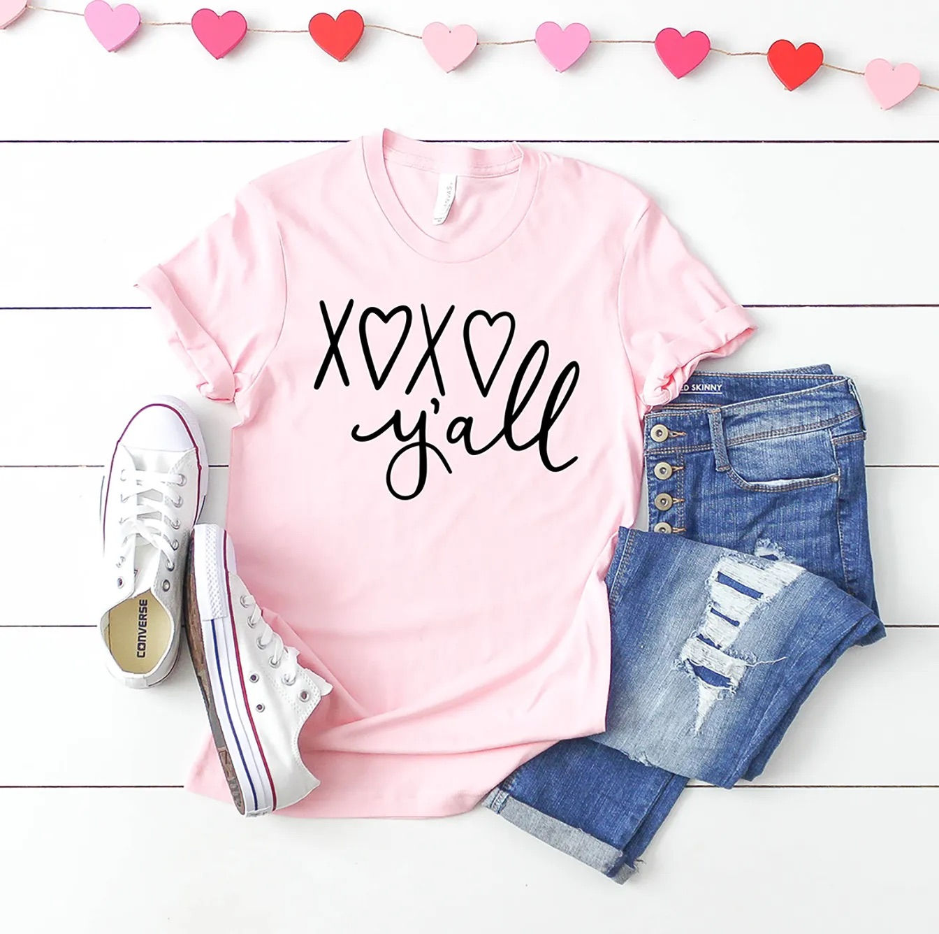 XOXO Y'all - Women’s Relaxed 100% Cotton Short Sleeve Crew T-Shirt