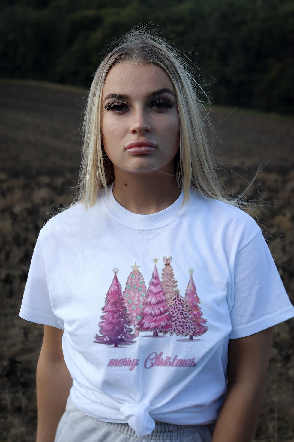 Thumbnail: Merry Christmas (DTF)-Unisex Crew T-Shirt 100% Cotton Short Sleeve