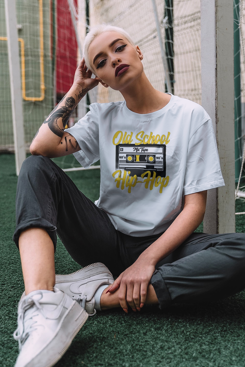 Thumbnail: Old School Hip Hop (DTF)-Unisex 100% Cotton Crew T-Shirt