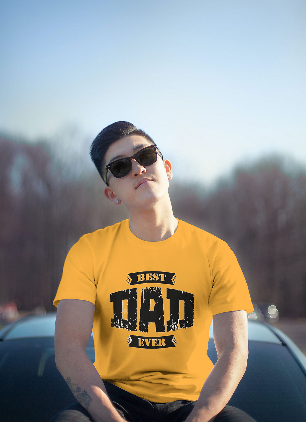 Thumbnail: The Best Dad Ever (DTF)-Unisex Crew T-Shirt 100% Cotton Short Sleeve