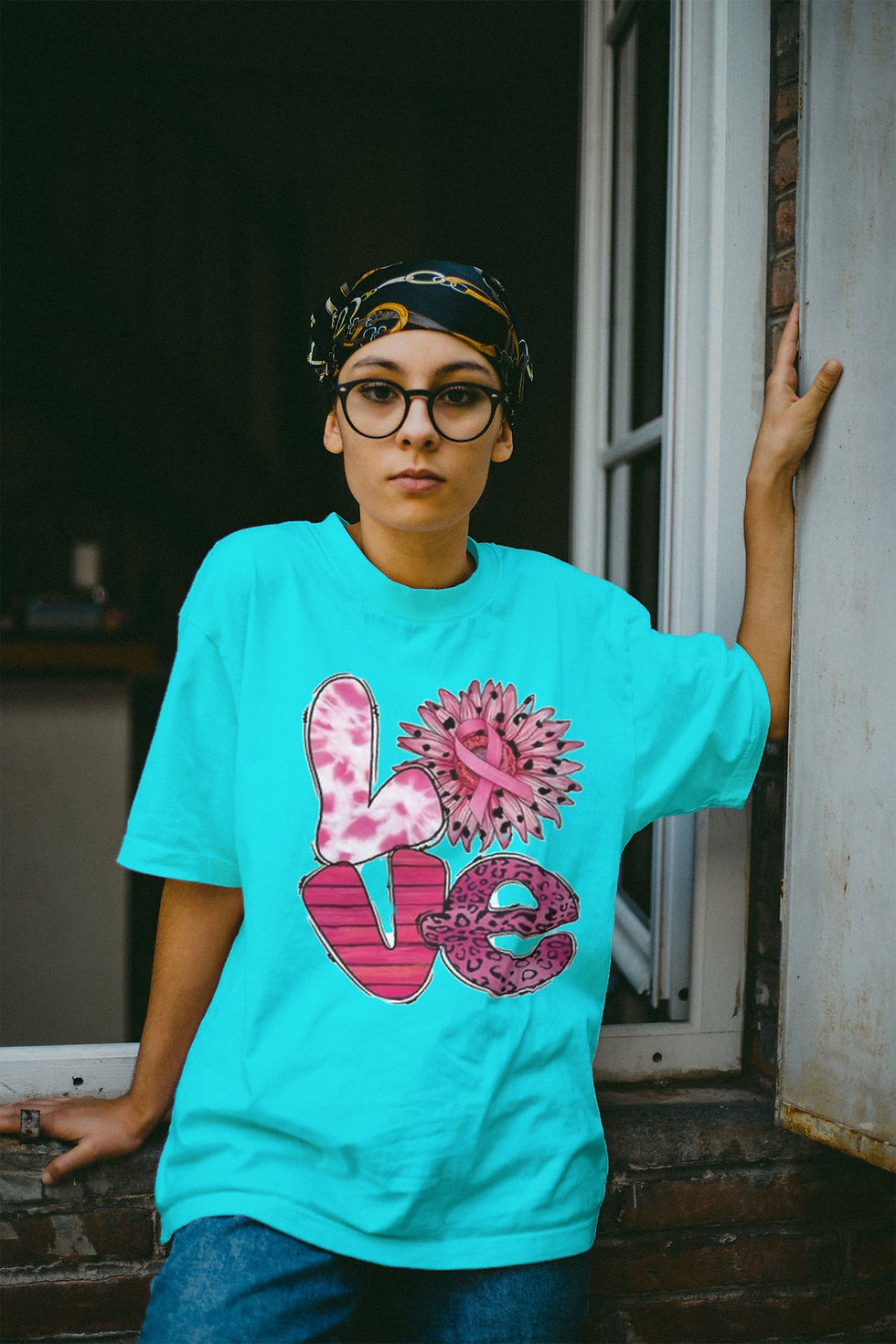 Thumbnail: LOVE Pink Ribbon (DTF)-Unisex Crew T-Shirt 100% Cotton Short Sleeve