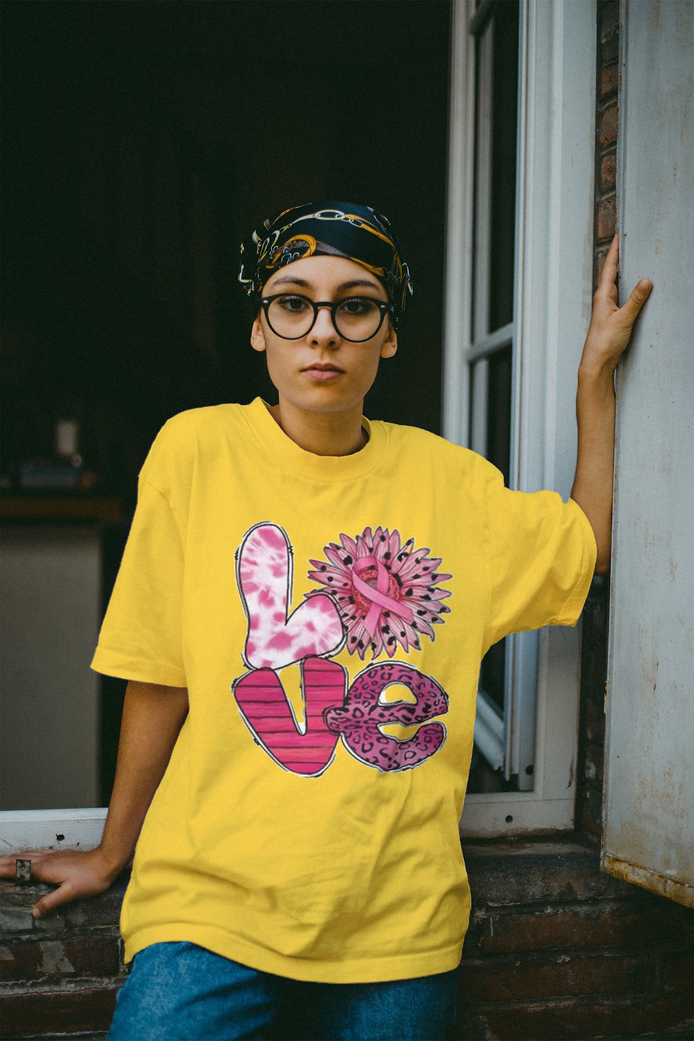 Thumbnail: LOVE Pink Ribbon (DTF)-Unisex Crew T-Shirt 100% Cotton Short Sleeve