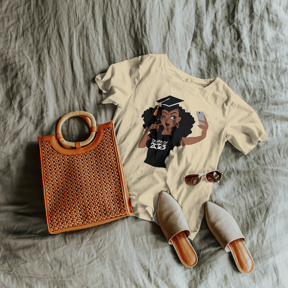 Thumbnail: Class of '23 Selfie African American Woman (DTF)Women’s Crew T-Shirt 100% Cotton