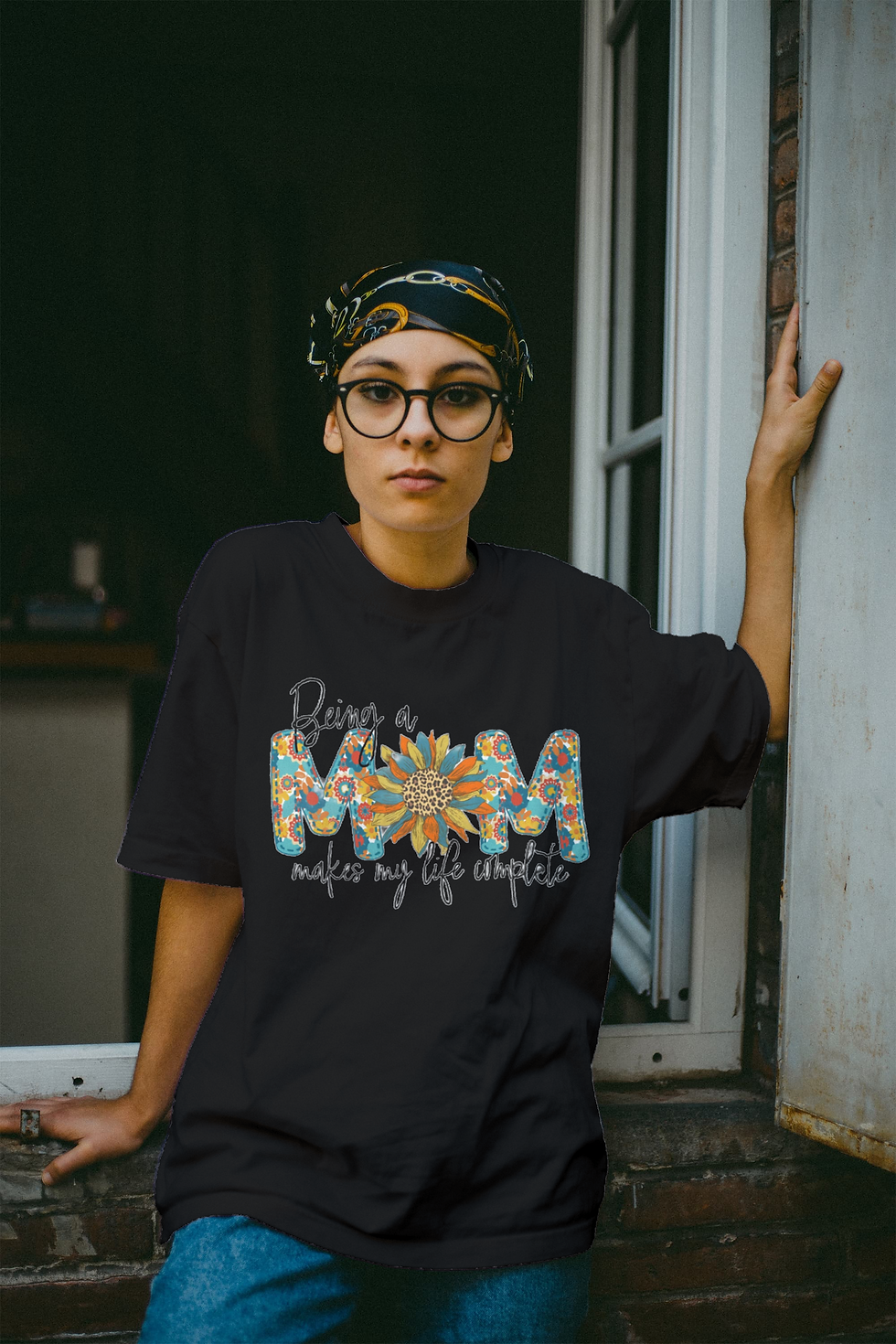 Thumbnail: Being A Mom Makes My Life (DTF)-Unisex Crew T-Shirt 100% Cotton Short Sleeve