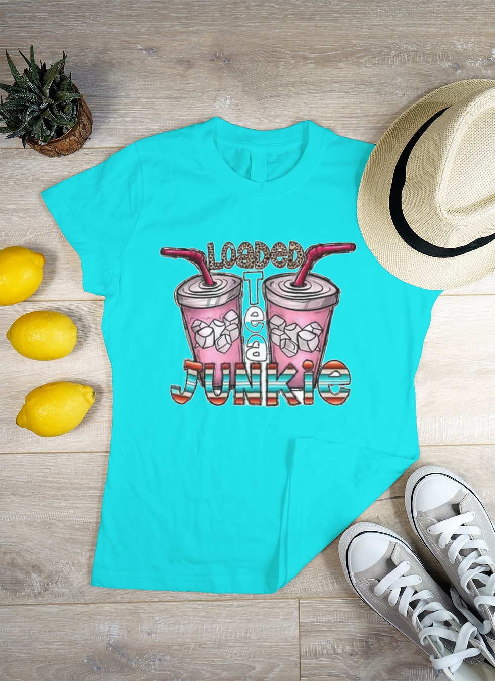 Thumbnail: Loaded Tea Junkie (DTF)-Unisex Crew T-Shirt 100% Cotton Short Sleeve