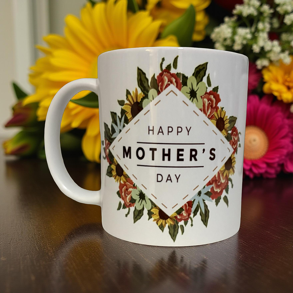 Thumbnail: Happy Mother's Day Flowers – 12oz White Ceramic Mug | Elegant & Thoughtful Gift 